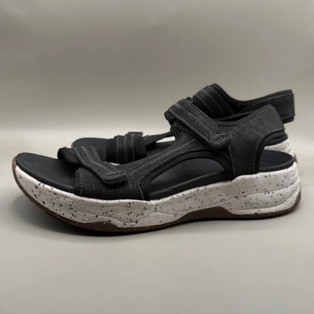Taos Platform Sandals Womens 9.5 Adjustable Strappy Speckled Black